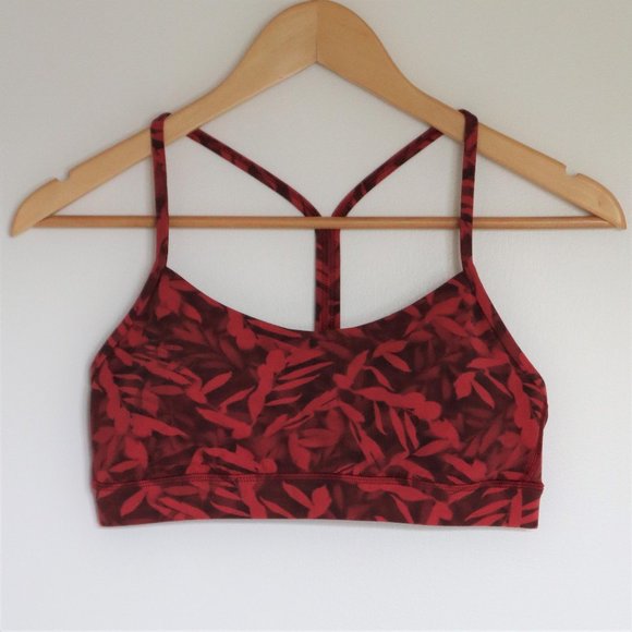 Red Leaf Pattern Lululemon Flow Y Sports Bra - Picture 1 of 4